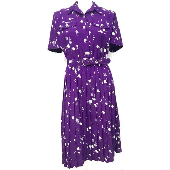 Leslie Fay Dresses & Skirts - ‼️SOLD‼️Vintage Leslie Fay Floral Purple  Dress